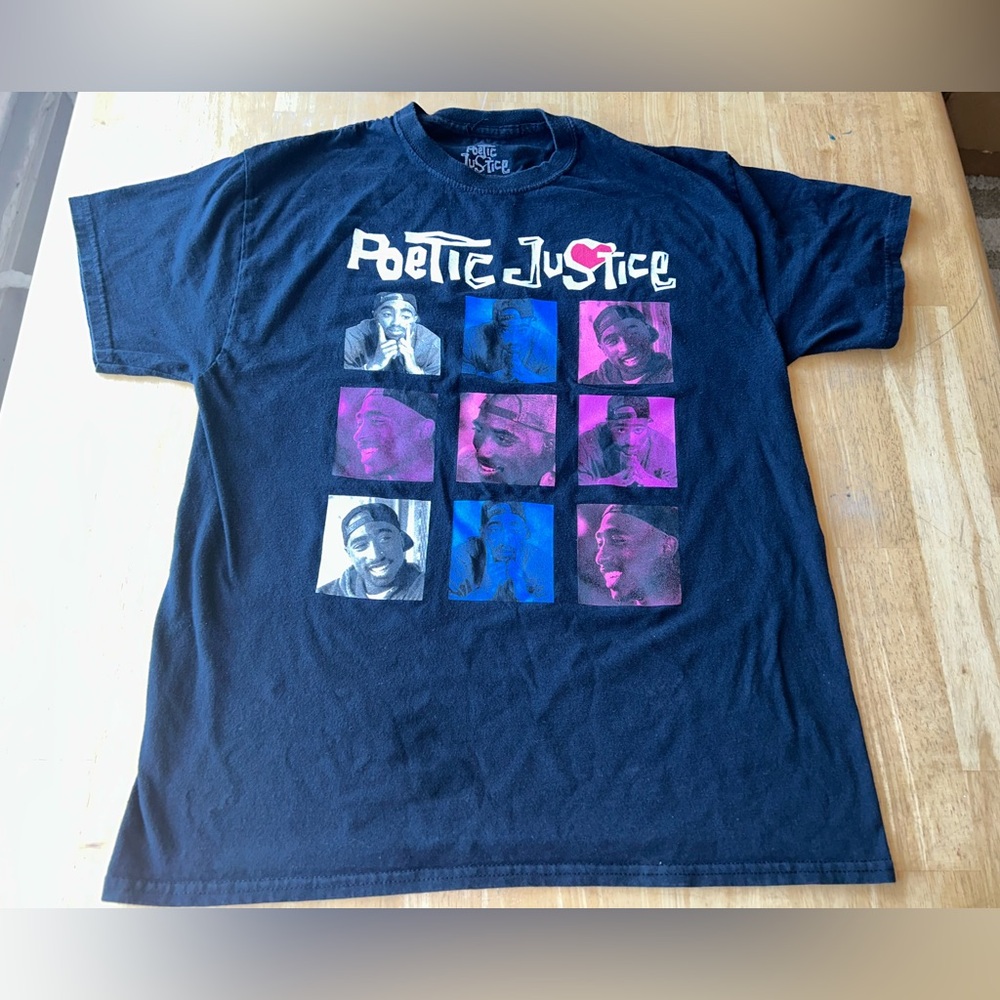 Poetic Justice  Tupac Shakur men’s large black tshirt good graphic  some stains